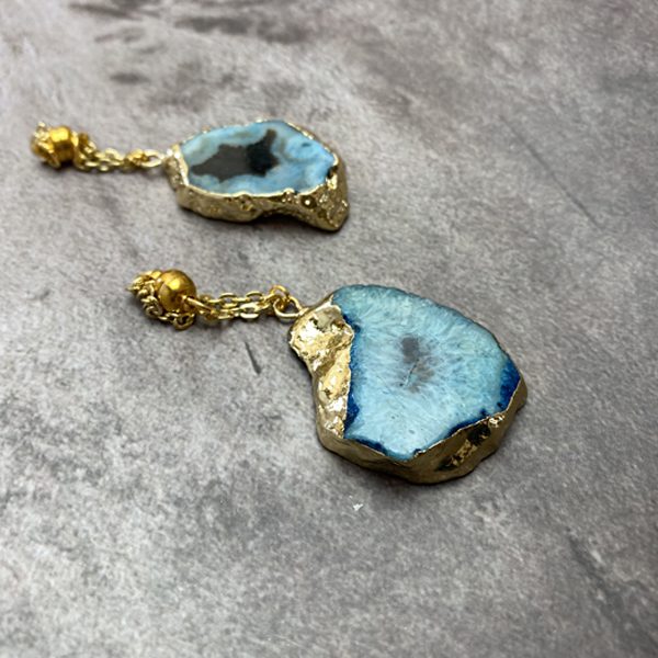 Blue Agate Stone Ear Weights