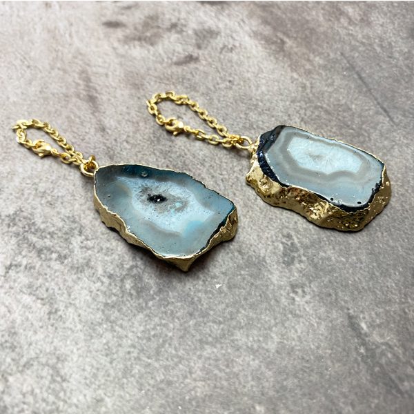 Blue Agate Stone Ear Weights